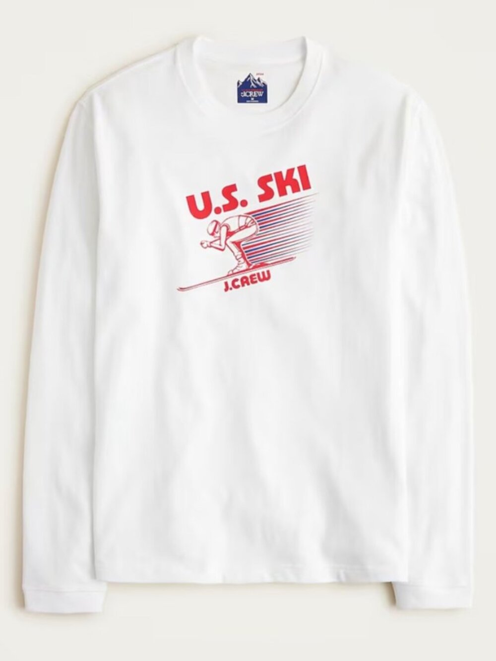 BRAND NEW J. Crew U.S. Ski & Snowboard White Long Sleeve Graphic Shirt in Medium